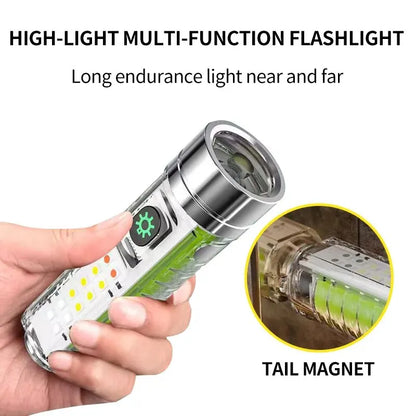 Multifunction Portable Torch Camping Lights USB C Rechargeable LED Flashlight LED MINI Keychain Light with Tail Magnet Uv Light