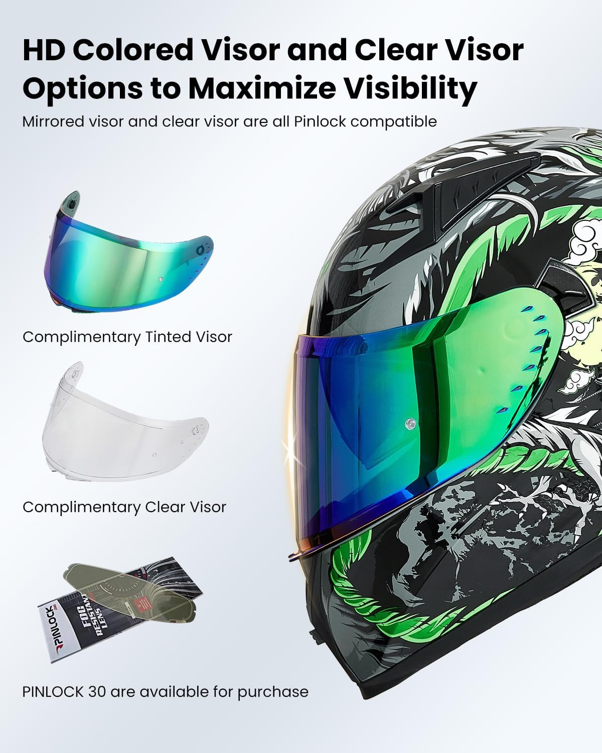 Motorcycle Helmet Full Face with Pinlock Compatible Motocross DOT Z501