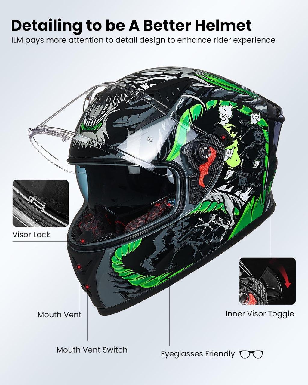 Motorcycle Helmet Full Face with Pinlock Compatible Motocross DOT Z501