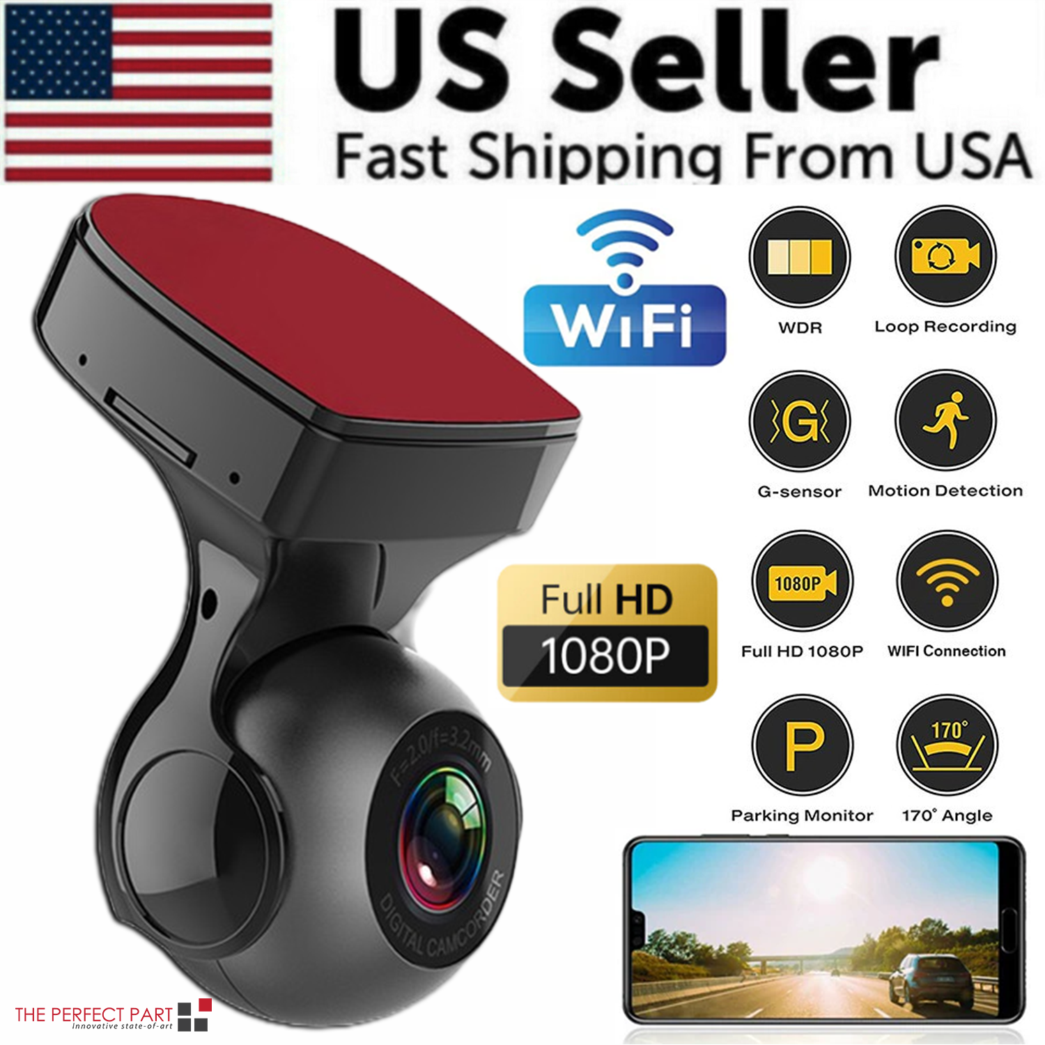 170° HD WiFi Dash Cam with G-Sensor