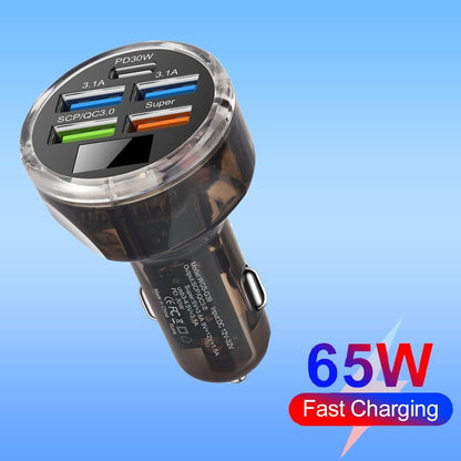 65W Multi-Port USB-C Car Phone Charger Adapter