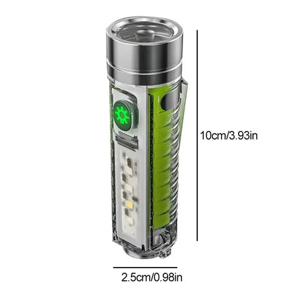 Multifunction Portable Torch Camping Lights USB C Rechargeable LED Flashlight LED MINI Keychain Light with Tail Magnet Uv Light