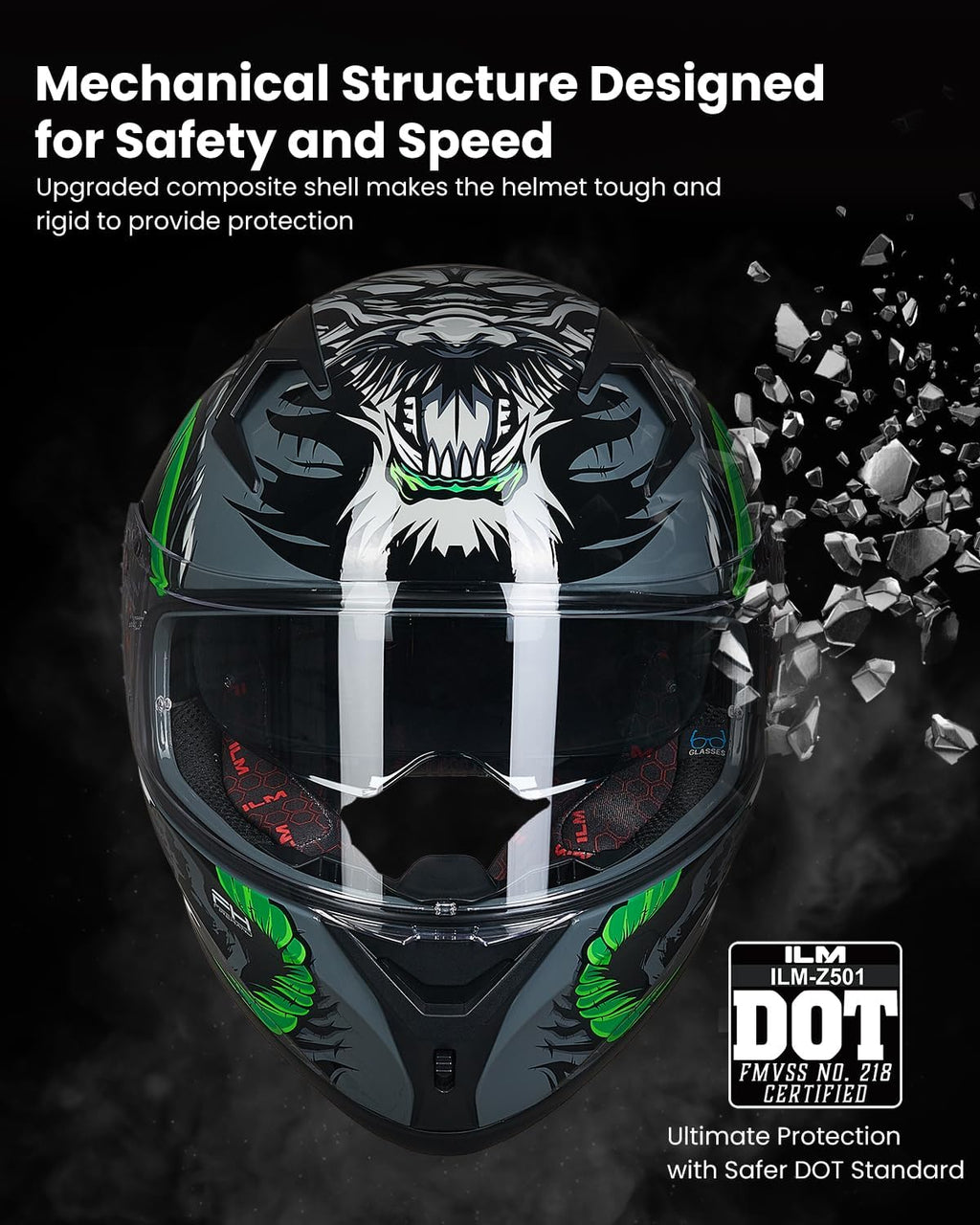 Motorcycle Helmet Full Face with Pinlock Compatible Motocross DOT Z501