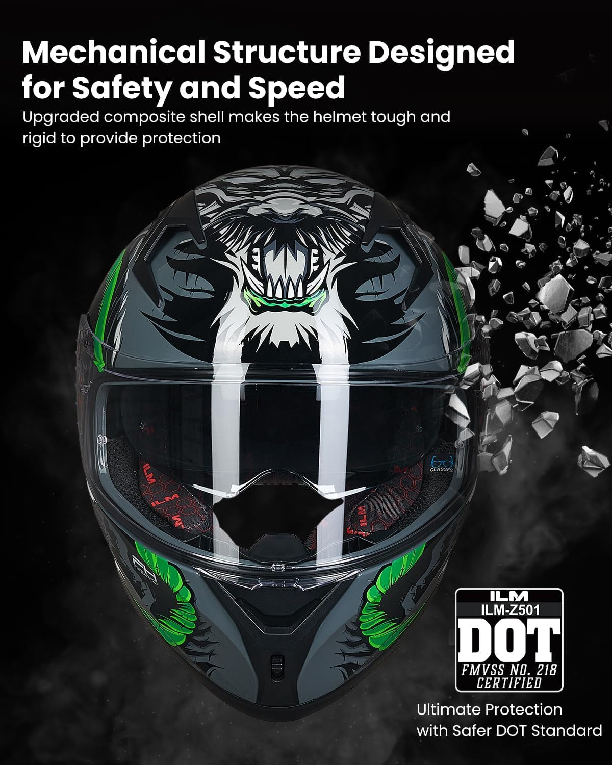 Motorcycle Helmet Full Face with Pinlock Compatible Motocross DOT Z501